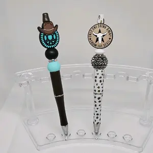 Western Theme Turquoise With Cowboy Hat and Only One Drink with the Devil Bling and Beaded Pen- Black Ink