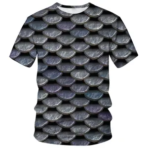 Unisex 3D Dragon Scale T - Shirt, Metallic Blue & Silver Reptile Skin Pattern, Casual Streetwear for Daily Wear, Cosplay, Halloween, Festival Parties, Trendy Fashion Top for Men & Women