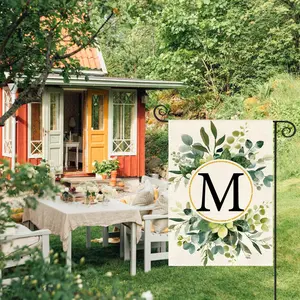 colorlife Monogram Letter M Floral Garden Flag 12x18 Inch Double Sided Outside, Family Last Name Initial Yard Outdoor Decoration