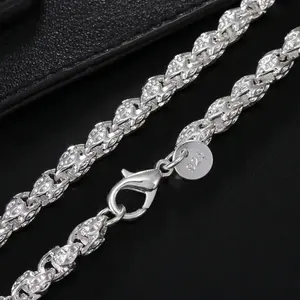 Name 5mm Silver Rope Chain Necklace 20/24 Inches Hip Hop Chain for Men Women Trendy Jewelry Gift with Secure Clasp