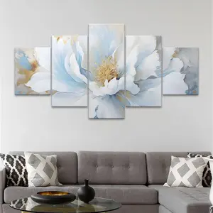 Flower Pattern Canvas Unframed Painting, Modern Floral Paintings, 5 Counts/set Modern Art Poster, Wall Art Decor for Home Living Room Bedroom Office, Ornaments