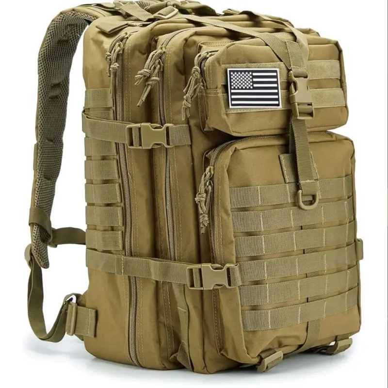 TAN Tactical Backpack – 50L Waterproof Outdoor Survival Pack