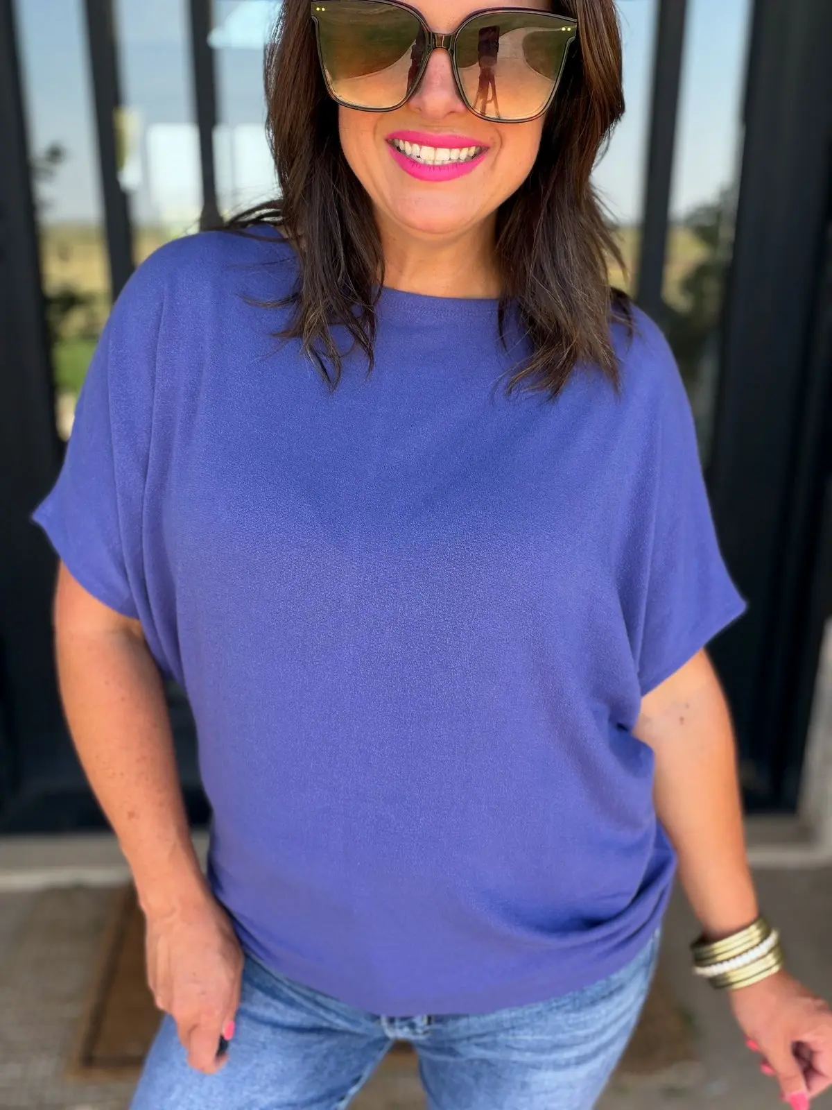 Marlin Blue Dolman Top S-L by Zenana