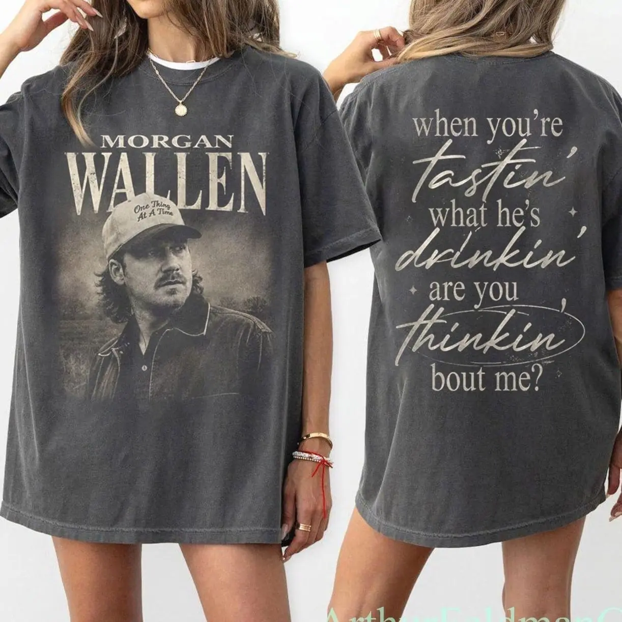 MW. Western Country Music 26-Wallen Two Sided T-Shirt, Vintage Country Music Graphic Tee C1R