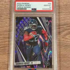 2023 Panini Phoenix #54 Purple Seismic Color Match Derrick Henry Baltimore Ravens PSA GEM MT 10 - POP 1 ***ULTRA RARE***