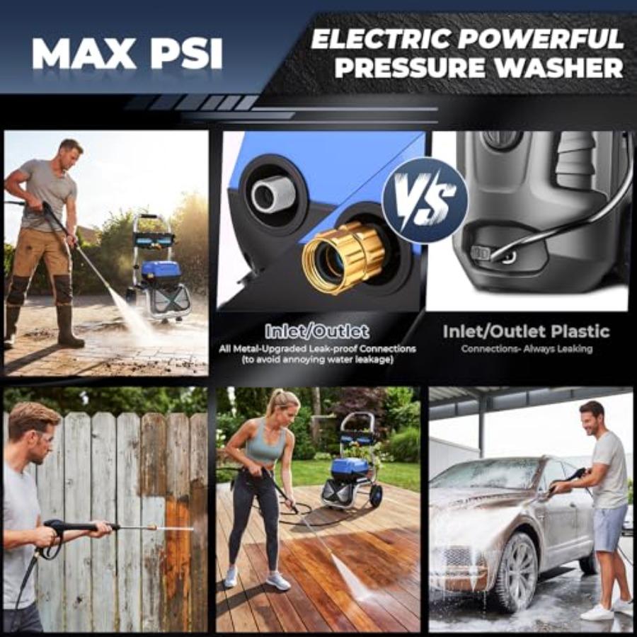 Pressure WasherMAX 5000 PSI Electric Power Washer 1800W 4.0 GPM High Pressure Washer Professional Washer Cleaner with 5 Nozzles