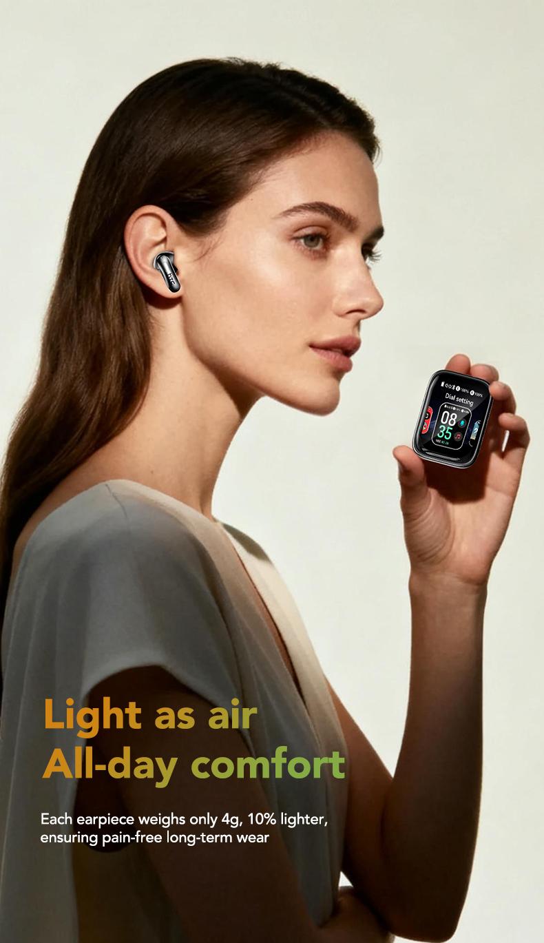 HTC NE48 Slider Earbuds Bluetooth 6.0 Earphones, Multifunctional LED Display Wireless Earphones ,Suitable for Office, Sports, Study and Audio Calls,Built-in Microphone