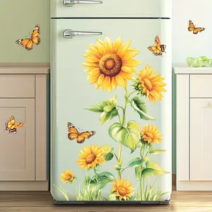 Sunflower Floral Sticker, Home Decor Adhesive Sticker, Refrigerator & Room Sticker, 1 Piece, Enhance Your Space Aesthetically, Floral Pattern Sticker