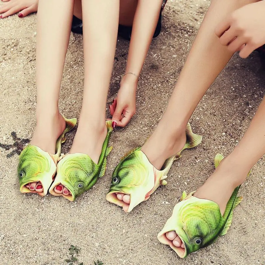 Funny Slippers Man Footwear Family Shoes Parent-child Sandals Plus Size 24-47 Summer Beach Shoes Boys Unisex Fish Slippers 2021
