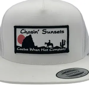 Chasin’ Sunsets patch hat on white Chasin’ Sunsets patch hat on white