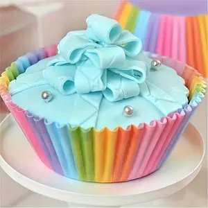 100pcs, Disposable Muffin Cups, Rainbow Color Cupcake Cups, Paper Cupcake Liners, Muffin Molds, Baking Tools, Kitchen Gadgets, Kitchen Accessories