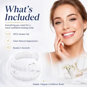 3PCS Dental Veneer Smile Set + High Quality Resin Veneers Teeth Cover White Natural Style + Daily Smile Enhancement for Selfies Parties Events