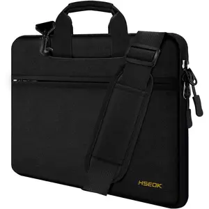 Hseok Laptop Shoulder Bag 15 15.6 16Inch Briefcase, Compatible MacBook Pro 16 15.4 Inch, XPS 15 Spill-Resistant Handbag with Shoulder Strap for Most 15"-16" Notebooks, Black