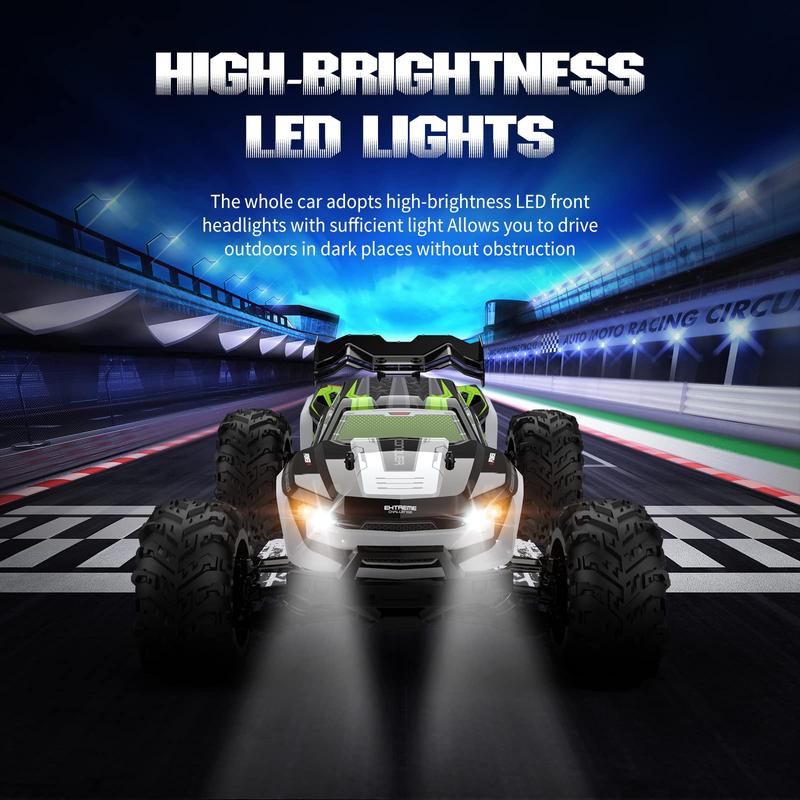 1:16 Full Scale RC Cars, 50 km/h 4WD Off-Road RC Truck with LED Front Lights and Rechargeable Batteries, High-Speed Drift Monster Truck, Perfect Birthday Gift for Kids Aged 8 and Up Remote Control Crawler Remote Control Kart