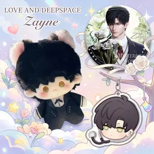3pcs, Love and Deepspace Anime Plush Doll + Badge + Keychain, Collectible Stuffed Character Figure, Premium Soft Toy - Keychain Bag Car Charm, Desk Shelf Room Decor, Birthday Christmas Valentine Party Gift for Anime Fans Teens