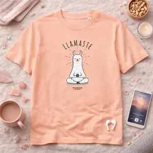 Llamaste — Organic Cotton Tee, Funny Yoga Shirt, Cute Llama Top, Meditation Shirt, Yoga Lover Gift, Crewneck Unisex T-Shirt [GOTS + OCS Certified]