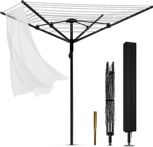 Duty Umbrella Drying Rack, 12 Lines with 165 Feet Drying, Frame &, 4-arm Umbrella Clothesline for Laundry, Collapsible Clothes Drying Rack for Backyard