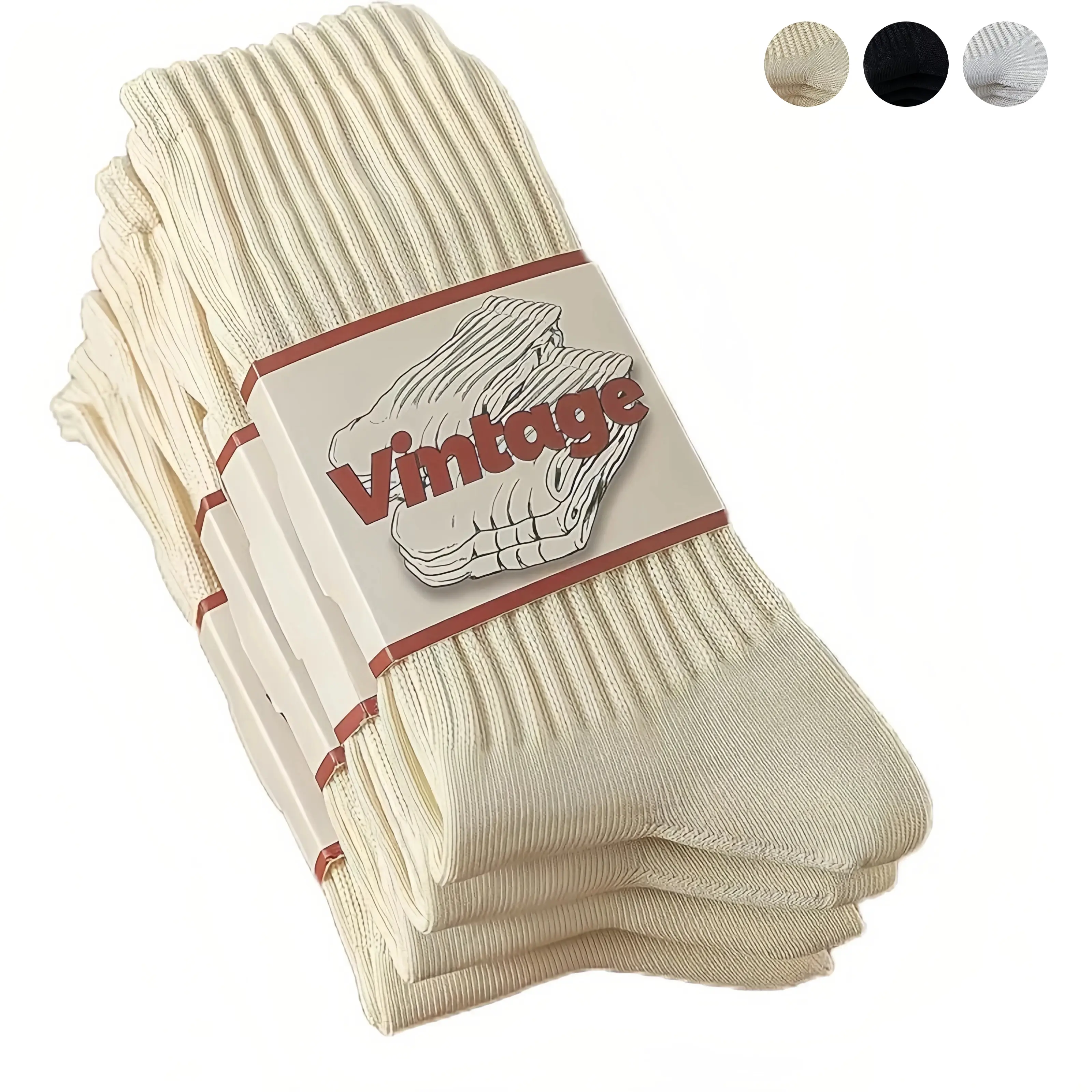 4 Pairs Unisex Chunky Knit Crew Socks, Ribbed Thick Slouch Scrunch Socks, Soft Cotton Blend Casual Socks for Men & Women, Loafer & Everyday Wear