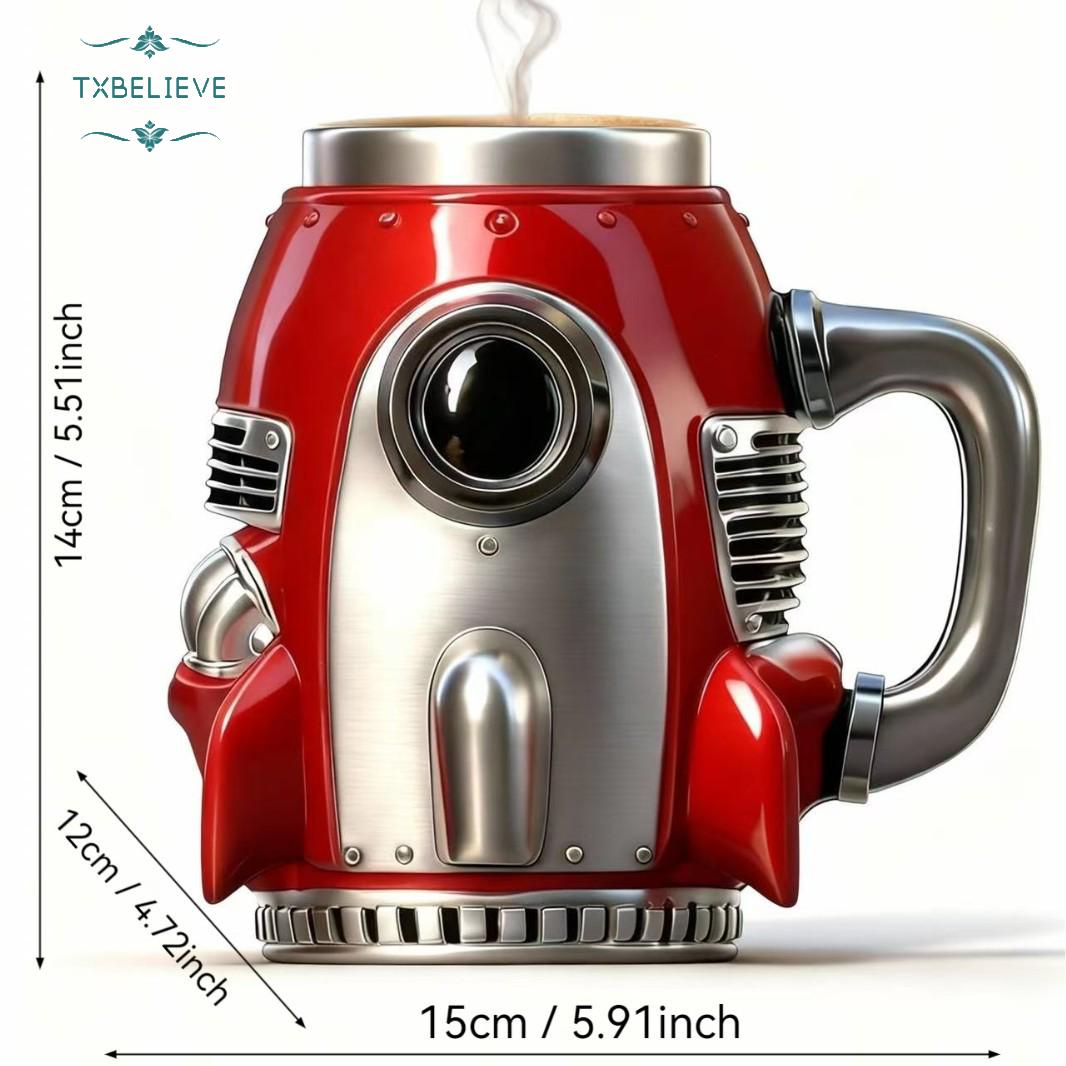 3D Retro Stainless Steel Rocket Coffee Mug, Tea Cup, Milk Cup, Water Mug – The best gift for mechanics, dads, husbands, and rocket enthusiasts