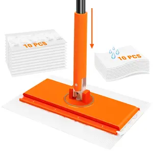 JEHONN Sweeper Mop Compatible with Swiffer Pads, 2-in-1 Starter Kit for Multi Surface Cleaning, Disposable Floor Duster, 10 Dry Sweeping Cloths, 10 Wet Mopping Refills for Kitchen Wall Window