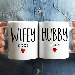 1 Count, EST 2025 Husband Wife Mug for Couples, Mr & Mrs Mug Wedding Gift, Valentine’s Day Mug - Perfect Valentine's Day, New Year, Easter, and Christmas Clearance Gift for Dad, Mom, Friends, Family, and Colleagues