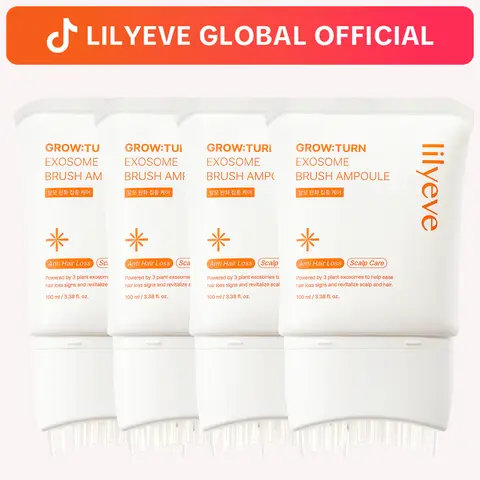 [LILYEVE] GROWTURN Hair Growth Serum 4-Pack with Built-In Brush | Exosome Scalp Serum, Hair Thickening & Strengthening, Korean Hair Care | 3.38 fl. oz.