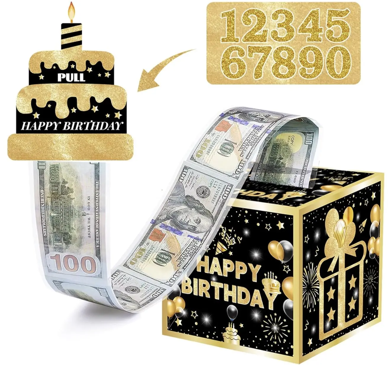 Rose gold Money box birthday gift box cash gift pull DIY set surprise ...