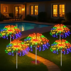 Solar Garden Lights Outdoor, 4/5 Pack 320/400 LED Twinkling Firework Lights Decorative , Outdoor Waterproof Solar Starburst Light for Outside Yard Pathway Garden Decor, Warm White