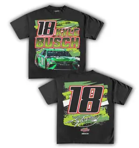 NASCAR Kyle Busch Tee - Gildan 5000 100% Cotton Medium Fabric Year-Round Comfort Sustainable Durability Black T-Shirt