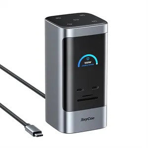 RayCue USB C Docking Station, 15in1 Triple Display with 5 Shortcut Button, Smart Display, DP&HDMI, 10G USB A/C, Gigabit Ethernet, 100W PD, Audio, Laptop Docking Station for Dell/HP/Lenovo/Mac and More