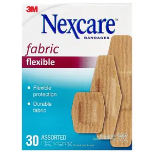 Nexcare Flexible Fabric Bandages, Assorted, 30 Assorted Sizes
