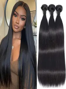 3 Bundles Brazilian Virgin Human Hair Straight Texture Bundles - 10A Grade Unprocessed Hair Suitable for Weave, Braids, Extensions Three Bundles Pack