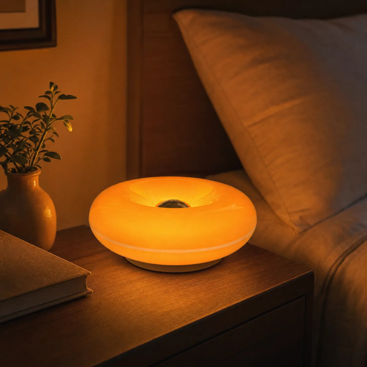 Aesthetic Doughnut LED Night Lamp - 2026 Easter Decor, Touch Control Warm Color, Ambient Night Lights, Cozy Glow Lighting, LED Light for Bedroom, House Decor