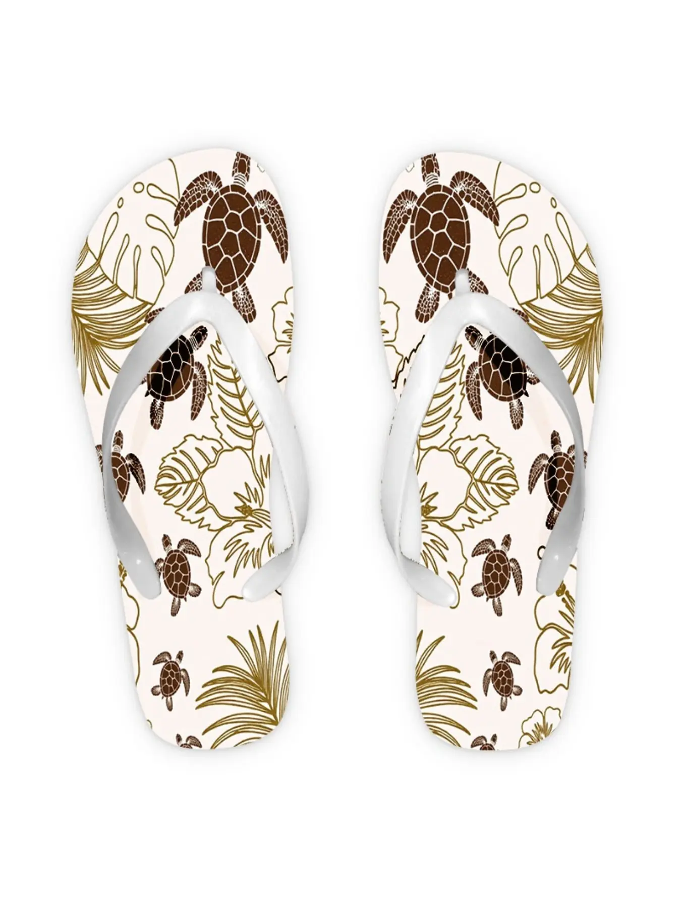 Women'S Flip Flops, Tropical Turtle & Floral Design, Multiple Specifications Available, Comfortable & Stylish, Perfect for Beach & Casual Wear, Women Shoes
