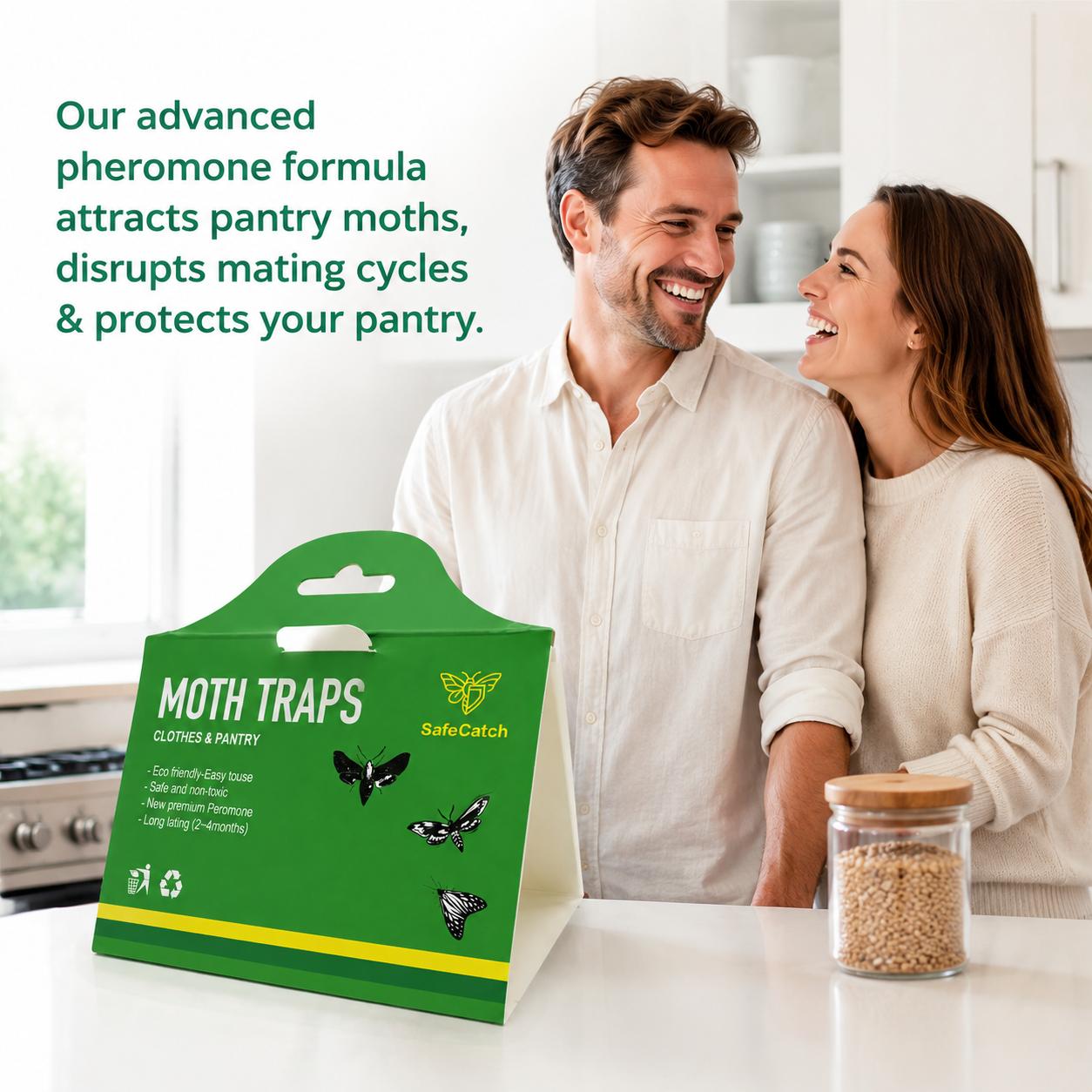10-Pack Paper Pantry Moth Pheromone Glue Traps - Safe, Effective Indoor Residential Pest Control for Food Cupboards, Wool Closets, Multiple Bugs