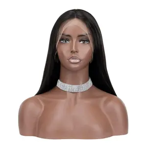 Vanessa - Straight Wig Virgin Indian Human Hair 13x6 HD Lace Front 180% Density, 12A Color 1B - Natural Color. - BB Collections Hair (TikTok Shop)