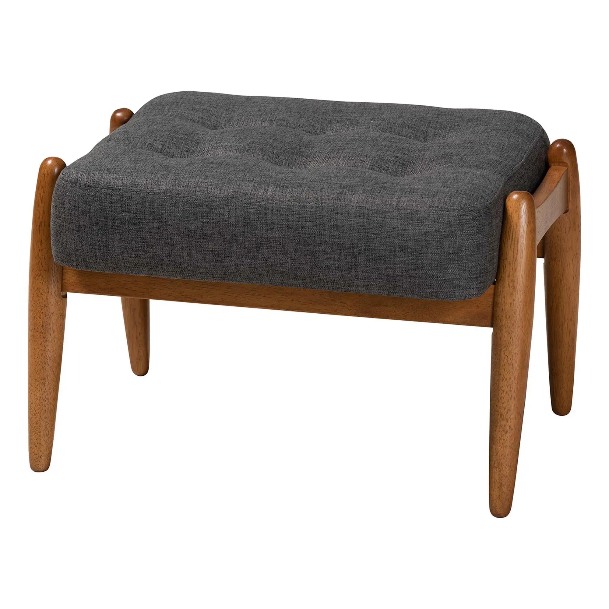 Baxton Studio Jeanine Fabric and Wood Ottoman Footstool Baxton Studio Jeanine Fabric and Wood Ottoman Footstool
