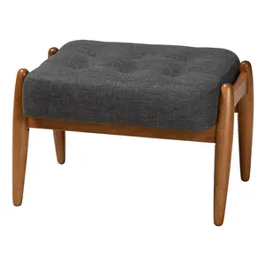 Baxton Studio Jeanine Fabric and Wood Ottoman Footstool