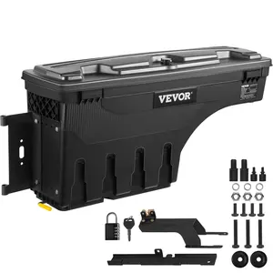 VEVOR Truck Bed Storage Box, TikTokShopBlackFriday, Lockable Swing Case with Password Padlock, 6.6 Gal/25 L ABS Wheel Well Tool Box, Waterproof and Durable, Compatible with Ford F-150 2015-2021, Drivers Side