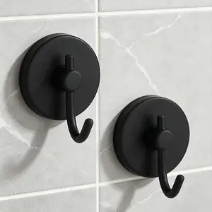 2 PCS Heavy-Duty Vacuum Suction Cup Hooks, Bathroom Suction Hook, Install in 10 seconds, user-friendly, Washable & Reusable, Strong Suction Stainless Steel Hooks, Load Capacity 5 kg, Waterproo &Rust-Proof Holders, Suitable for Sponges, Bathrobes and Coats