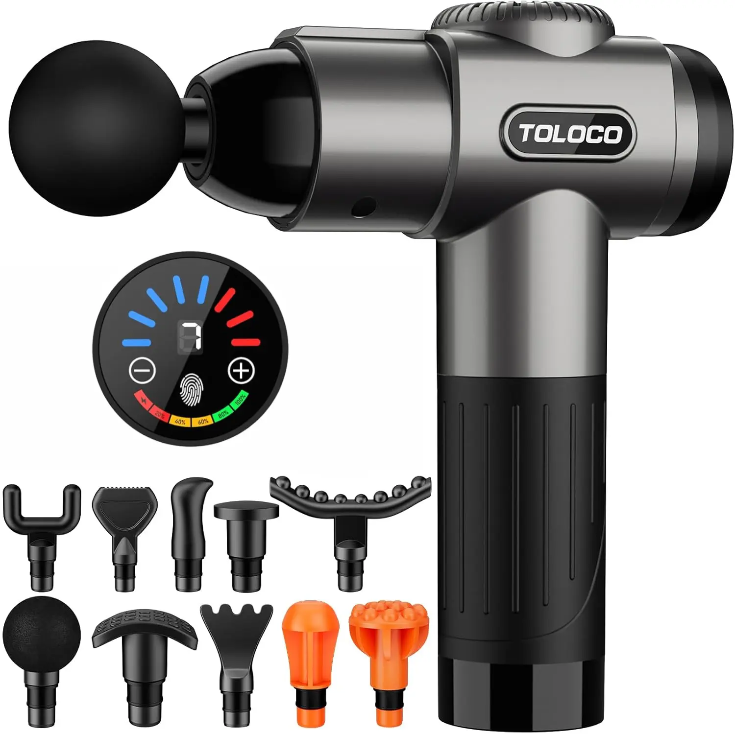 New TOLOCO Massage Gun, 10 Heads, 7 Speeds, Smart Touch Screen, Portable Handheld Deep Muscle Tissue Massager for Neck & Full Body Relaxing, Dorm Essentials,back to school