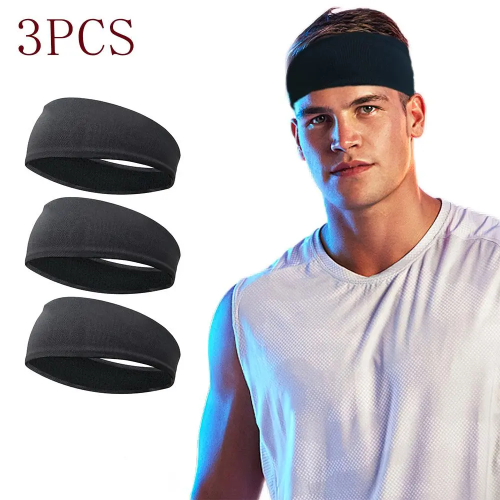 Solid Color Sports Headband (3counts), Sweat-absorbent Elastic Fitness Headband for Men & Women, Sports Headbands for Running Gym Workout, Sweat Wicking Headband, Sweat Absorbing Headband, Stretchy Headbands
