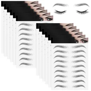 12 Sheets 108 Pairs 4D Hair Like Waterproof Eyebrow Tattoos Stickers Temporary Transfer Brows Decal Peel off Fake Eyebrow Sticker Instant Authentic Brow Decal for Women(Simple Style)