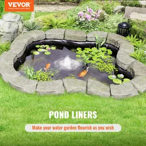VEVOR Pond Liner, 20x 25 ft 45 Mil Thick, Pliable EPDM Material Pond Skins, Easy Cutting Underlayment for Fish or Koi Pond, Waterfall Base, Water Features, Water Gardens, Fountains, BlackVEVOR Super Brand Day