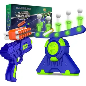 Shooting Games Toy for Age 5, 6, 7, 8, 9, 10+ Years Old Kids, Boys - Glow in The Dark Floating Ball Target with Foam Dart Toy Gun, 10 Balls/5 Targets - Ideal Gift