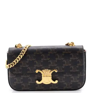 Pre-owned Celine Canvas Coated Shoulder Bags Triomphe Chain Shoulder Bag Triomphe Coated Canvas Small by Rebag