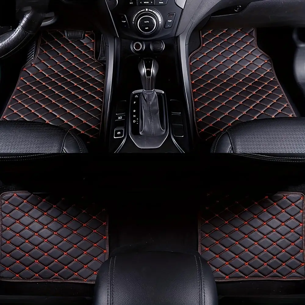 Universal Car Front & Rear Floor Mat for Summer Gift, Rhombus Pattern Design Waterproof & Dust-proof Car Floor Mat, Anti-slip Car Carpet, Car Accessor