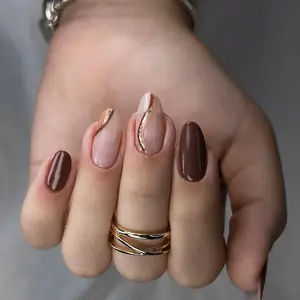 24-Piece Press-On Nail Set, Stick On Nails in Droplet Shape, French Tip Design for Women, Includes Jelly Glue and File, Ideal for Parties & Daily Wear