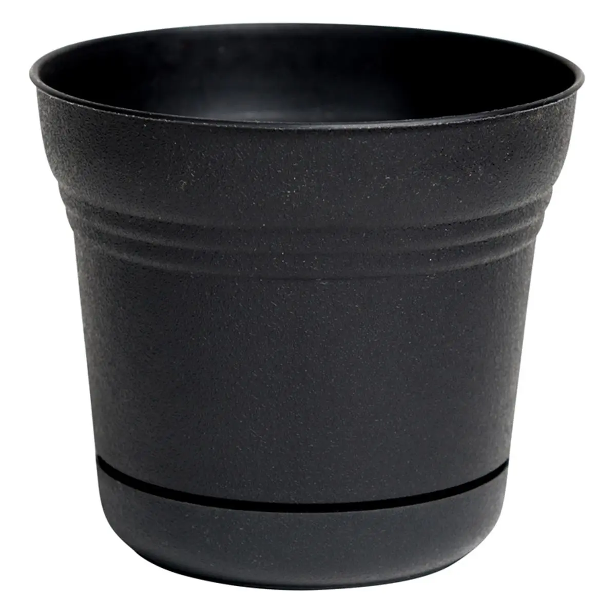 212 MAIN Bloem 5 in. Classic Round Saturn Planter - Coarse Texture Black Plastic Pot, Home Decor Pots, Garden Accessories, Plant Decor for Indoor Container & Outdoor Gardening