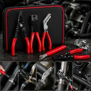 Automotive repair pliers, automotive electrical disconnect tool set, high carbon steel connector breaker (60°), hose clamp, automotive trim clip removal pliers, plug release tool, and wire terminal removal tools Adjustable